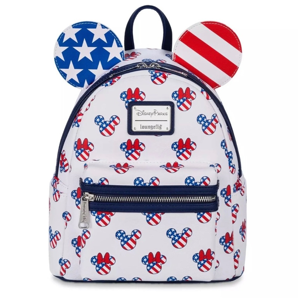 Disney Parks Loungefly Mickey and Minnie Mouse Americana Mini Backpack